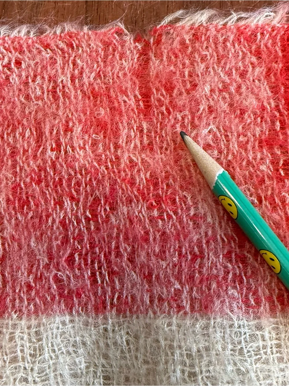 Vintage Red and Cream Check Wool Scarf